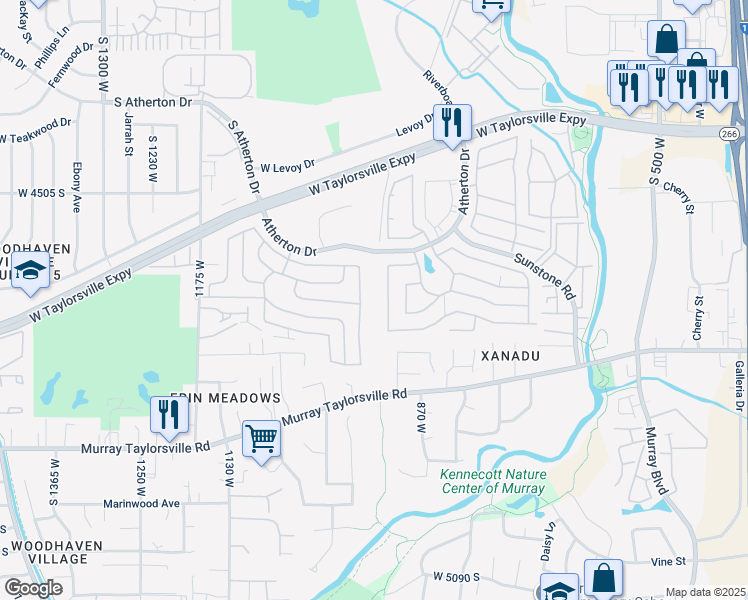 map of restaurants, bars, coffee shops, grocery stores, and more near 925 Atherton Drive in Taylorsville