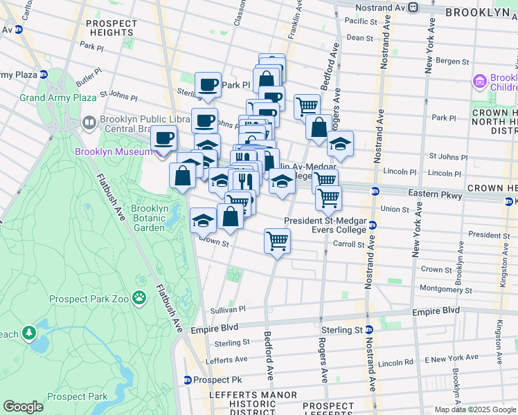 map of restaurants, bars, coffee shops, grocery stores, and more near 1042 Union Street in Brooklyn