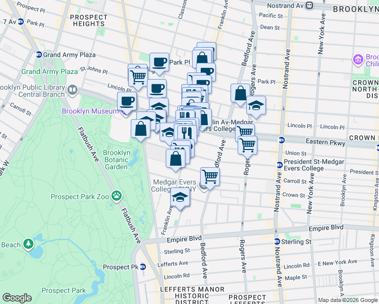 map of restaurants, bars, coffee shops, grocery stores, and more near in Brooklyn