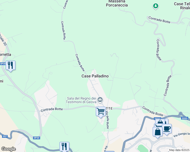 map of restaurants, bars, coffee shops, grocery stores, and more near in Case Palladino