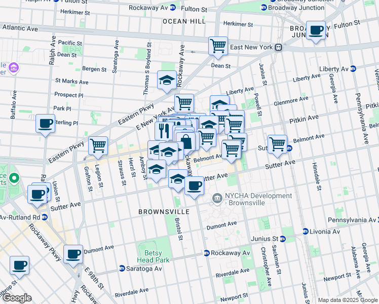 map of restaurants, bars, coffee shops, grocery stores, and more near in Brooklyn