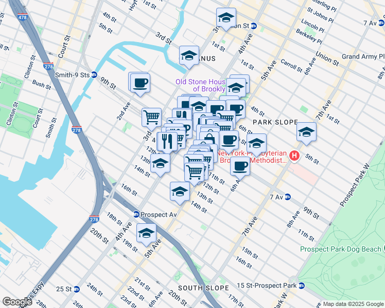 map of restaurants, bars, coffee shops, grocery stores, and more near in Brooklyn