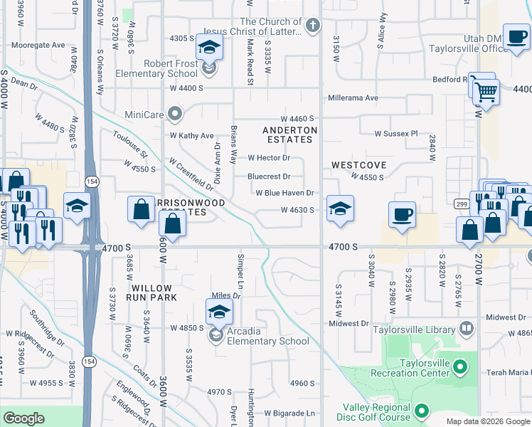 map of restaurants, bars, coffee shops, grocery stores, and more near 3328 West 4630 South in West Valley City