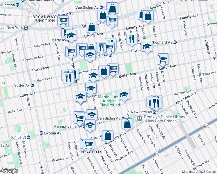 map of restaurants, bars, coffee shops, grocery stores, and more near 457 Miller Avenue in Brooklyn