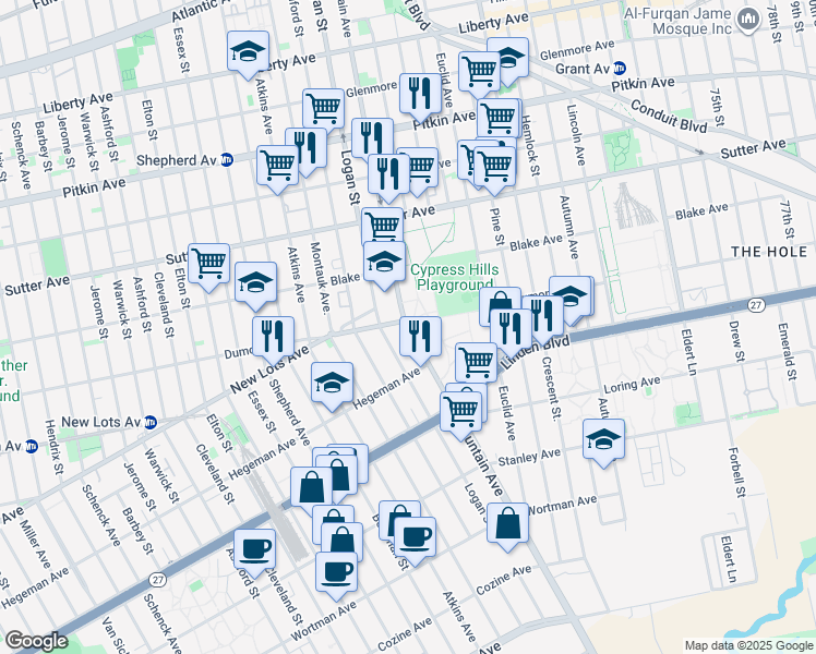 map of restaurants, bars, coffee shops, grocery stores, and more near in Brooklyn