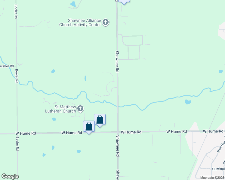 map of restaurants, bars, coffee shops, grocery stores, and more near 4870 Shawnee Road in Lima