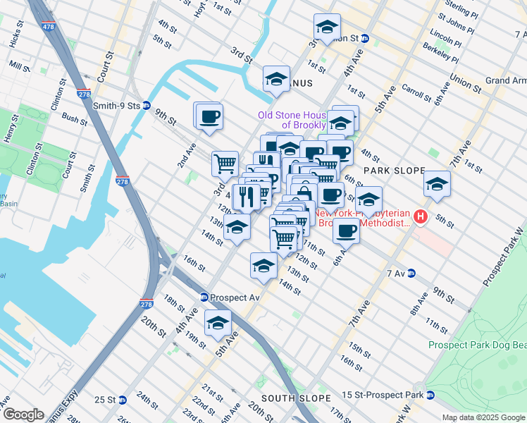 map of restaurants, bars, coffee shops, grocery stores, and more near in Brooklyn