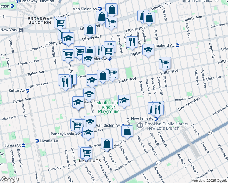 map of restaurants, bars, coffee shops, grocery stores, and more near 457 Miller Avenue in Brooklyn