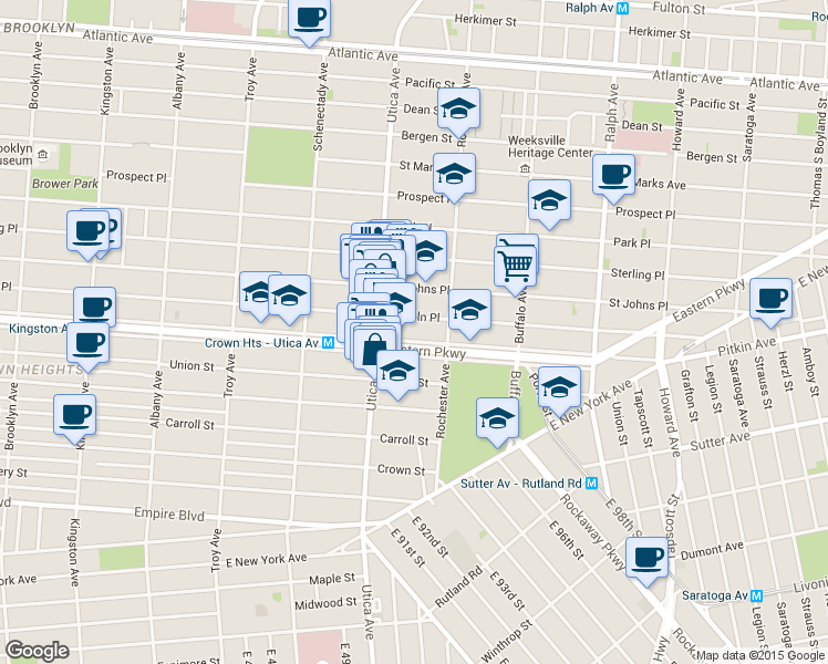 map of restaurants, bars, coffee shops, grocery stores, and more near in Brooklyn
