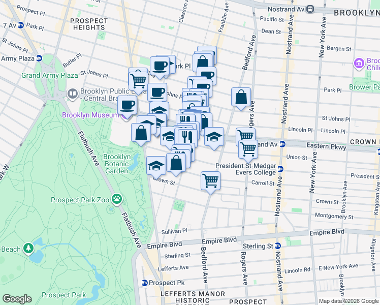 map of restaurants, bars, coffee shops, grocery stores, and more near in Brooklyn