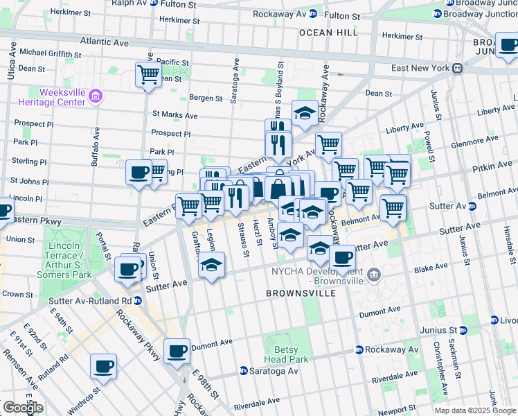 map of restaurants, bars, coffee shops, grocery stores, and more near in Brooklyn