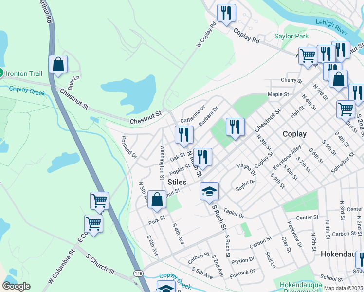 map of restaurants, bars, coffee shops, grocery stores, and more near 3224 North Ruch Street in Stiles