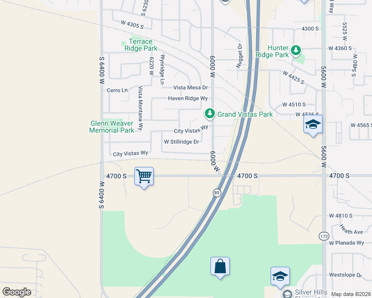 map of restaurants, bars, coffee shops, grocery stores, and more near 6083 South Stillridge Drive in West Valley City