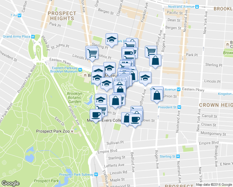 map of restaurants, bars, coffee shops, grocery stores, and more near in Brooklyn