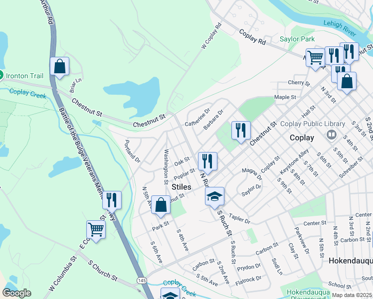 map of restaurants, bars, coffee shops, grocery stores, and more near 3224 North Ruch Street in Stiles