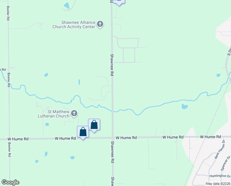 map of restaurants, bars, coffee shops, grocery stores, and more near 4867 Shawnee Road in Lima