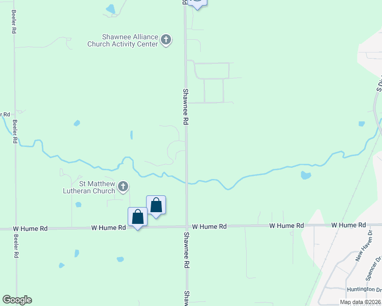 map of restaurants, bars, coffee shops, grocery stores, and more near 4867 Shawnee Road in Lima