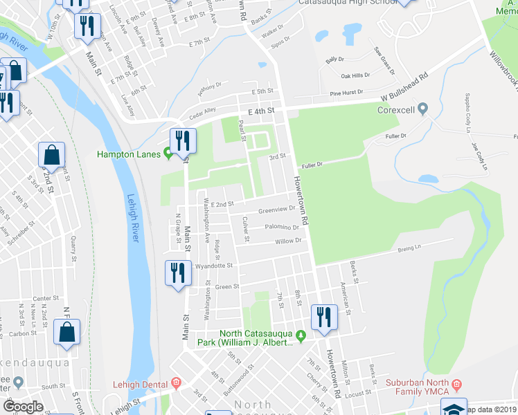 map of restaurants, bars, coffee shops, grocery stores, and more near 415 Greenview Drive in Northampton