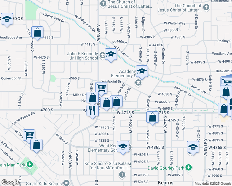map of restaurants, bars, coffee shops, grocery stores, and more near 4626 Carnegie Tech Street in West Valley City