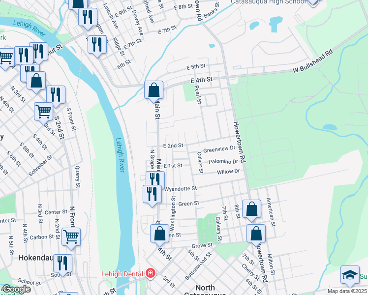 map of restaurants, bars, coffee shops, grocery stores, and more near 120 Lincoln Avenue in Northampton