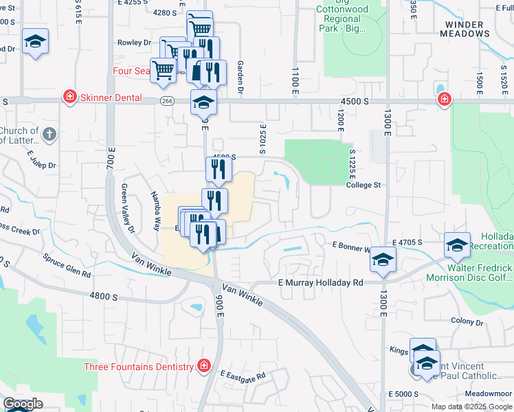 map of restaurants, bars, coffee shops, grocery stores, and more near 1006 Olympus Park Drive in Salt Lake City