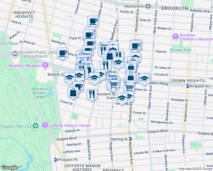 map of restaurants, bars, coffee shops, grocery stores, and more near 1157 Union Street in Brooklyn