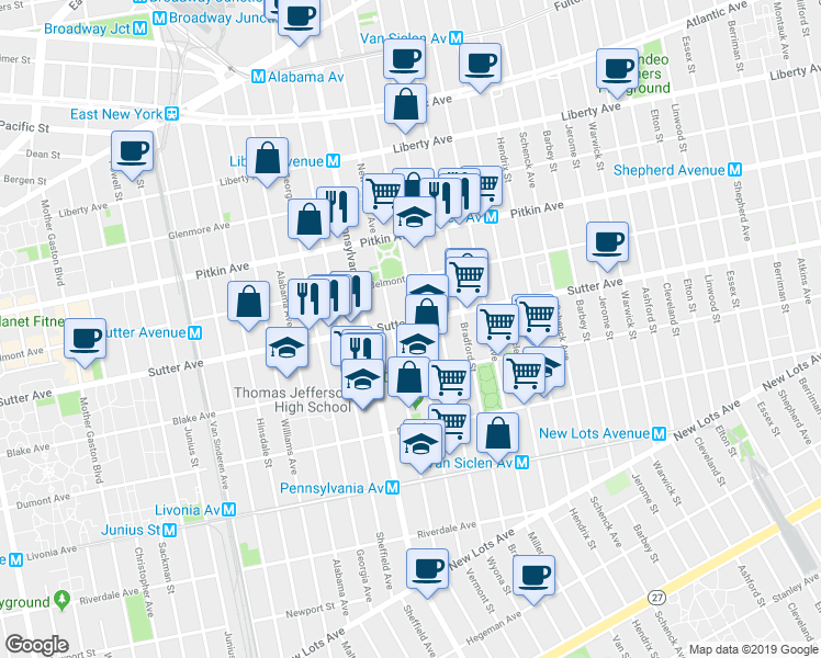 map of restaurants, bars, coffee shops, grocery stores, and more near in Brooklyn
