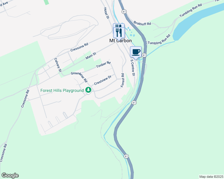 map of restaurants, bars, coffee shops, grocery stores, and more near 255 Forest Road in Pottsville