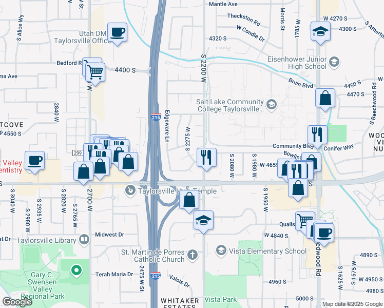map of restaurants, bars, coffee shops, grocery stores, and more near 4625 Balham Road in Salt Lake City