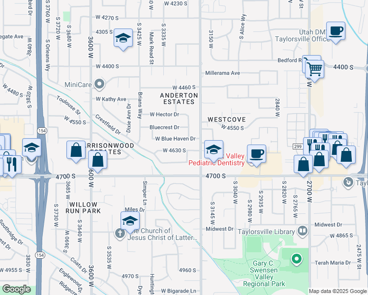 map of restaurants, bars, coffee shops, grocery stores, and more near 3262 West 4630 South in West Valley City