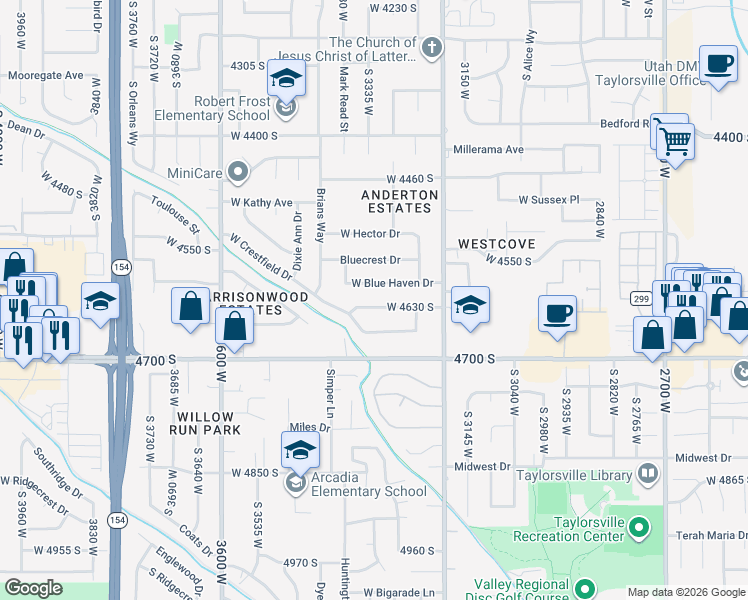map of restaurants, bars, coffee shops, grocery stores, and more near 3328 West 4630 South in West Valley City