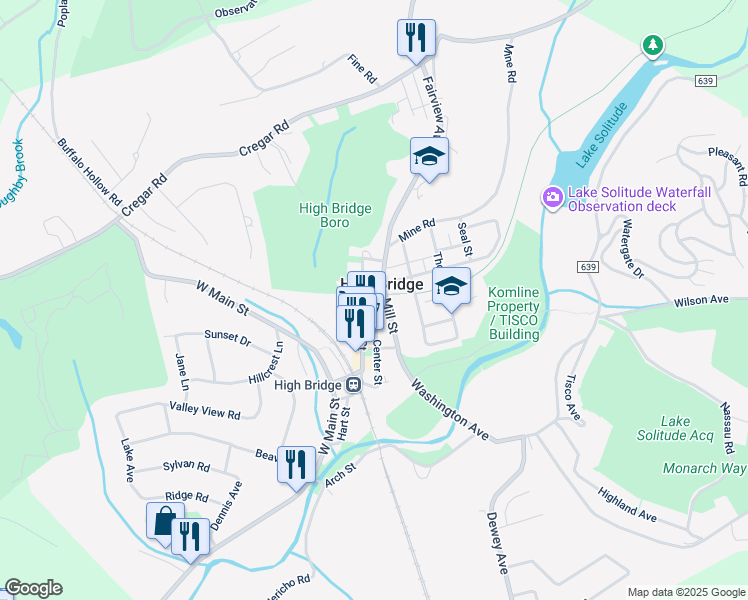 map of restaurants, bars, coffee shops, grocery stores, and more near in High Bridge