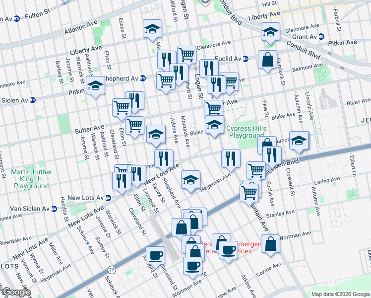 map of restaurants, bars, coffee shops, grocery stores, and more near in Brooklyn