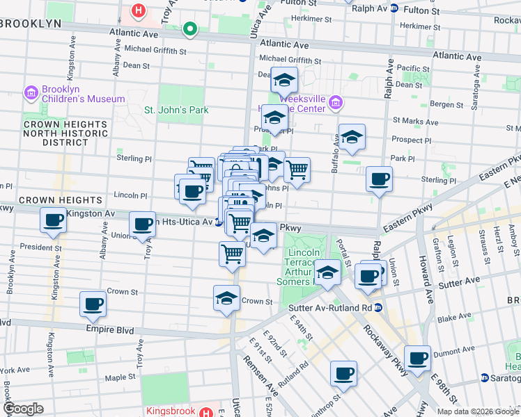 map of restaurants, bars, coffee shops, grocery stores, and more near in Brooklyn