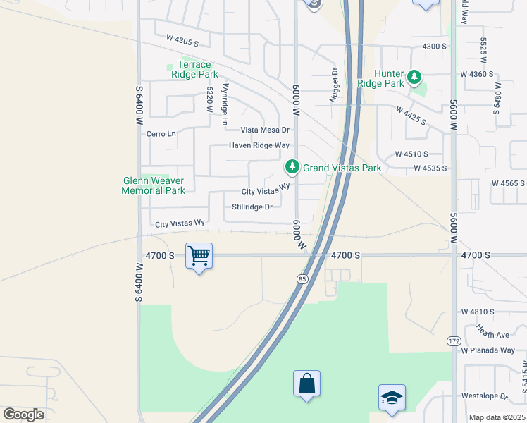 map of restaurants, bars, coffee shops, grocery stores, and more near 6087 West Stillridge Drive in West Valley City
