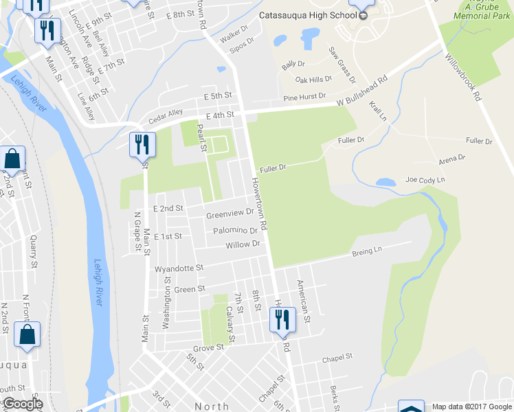 map of restaurants, bars, coffee shops, grocery stores, and more near 523 Greenview Drive in Northampton