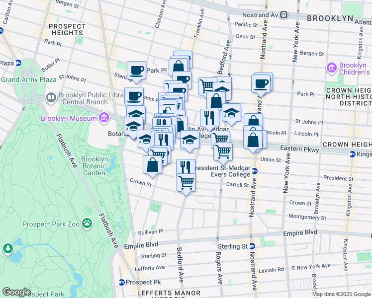 map of restaurants, bars, coffee shops, grocery stores, and more near 1101 Union Street in Brooklyn