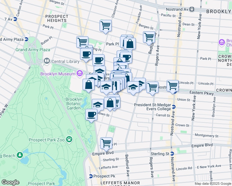 map of restaurants, bars, coffee shops, grocery stores, and more near 1016 Union Street in Brooklyn