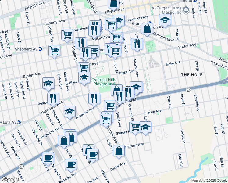 map of restaurants, bars, coffee shops, grocery stores, and more near in Brooklyn