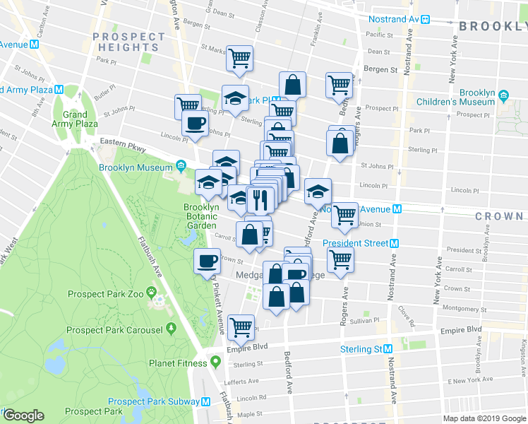 map of restaurants, bars, coffee shops, grocery stores, and more near in Brooklyn