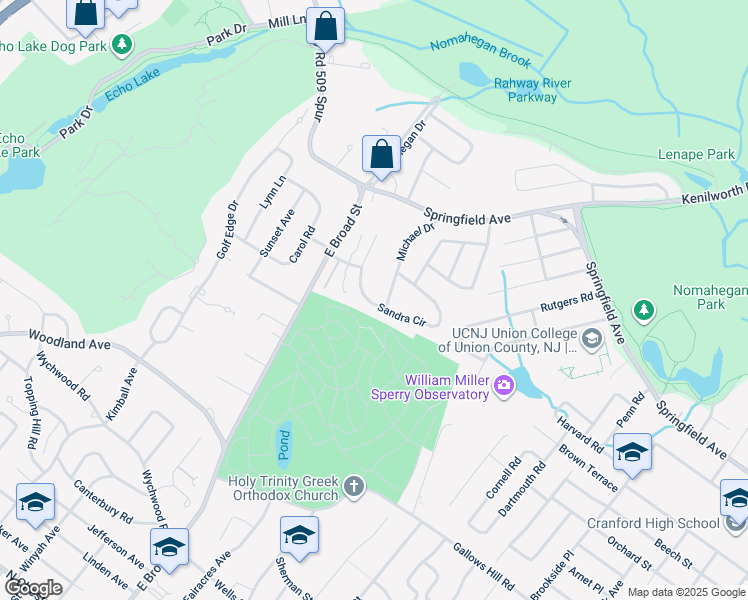 map of restaurants, bars, coffee shops, grocery stores, and more near 37b Sandra Circle in Westfield