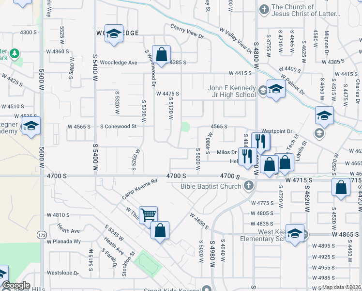 map of restaurants, bars, coffee shops, grocery stores, and more near 4617 Early Duke Street in Salt Lake City