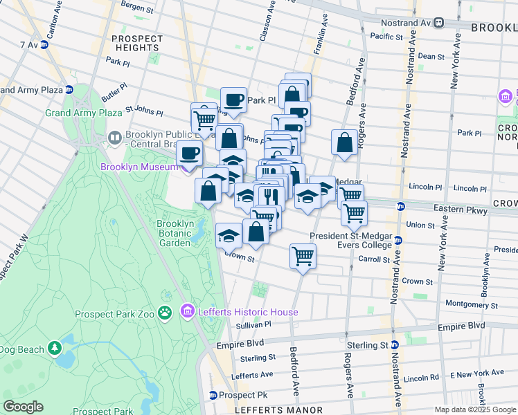 map of restaurants, bars, coffee shops, grocery stores, and more near in Brooklyn