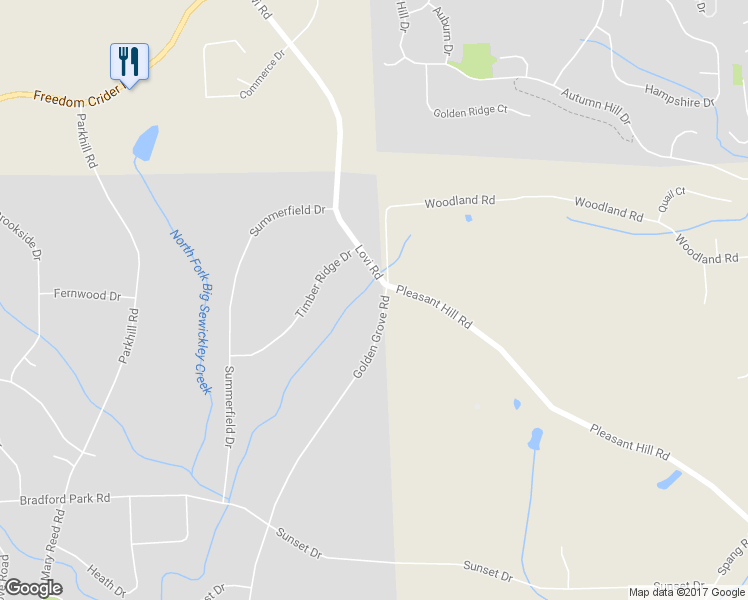 map of restaurants, bars, coffee shops, grocery stores, and more near 428 Golden Grove Road in Baden