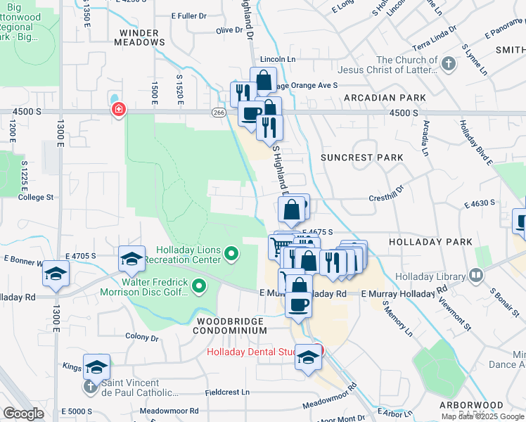 map of restaurants, bars, coffee shops, grocery stores, and more near 1790 Keysview Court in Millcreek