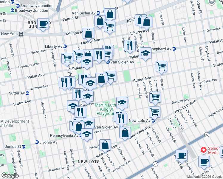 map of restaurants, bars, coffee shops, grocery stores, and more near 457 Miller Avenue in Brooklyn