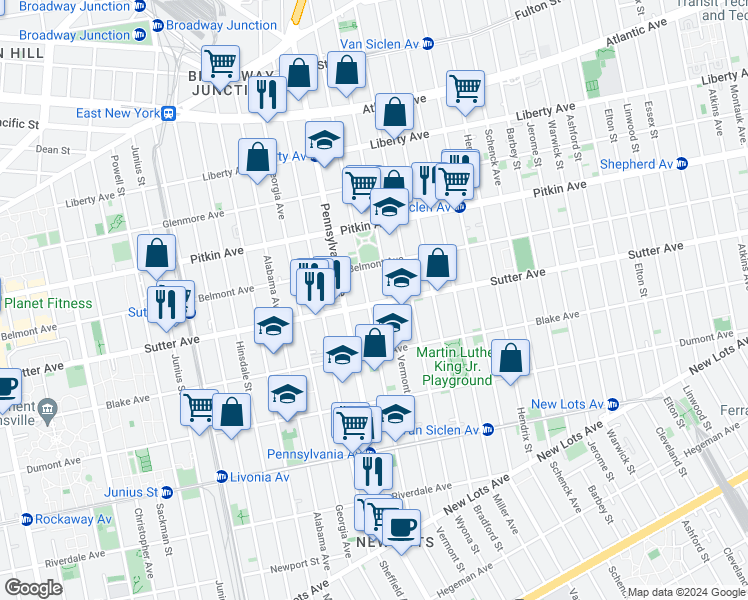 map of restaurants, bars, coffee shops, grocery stores, and more near in Brooklyn
