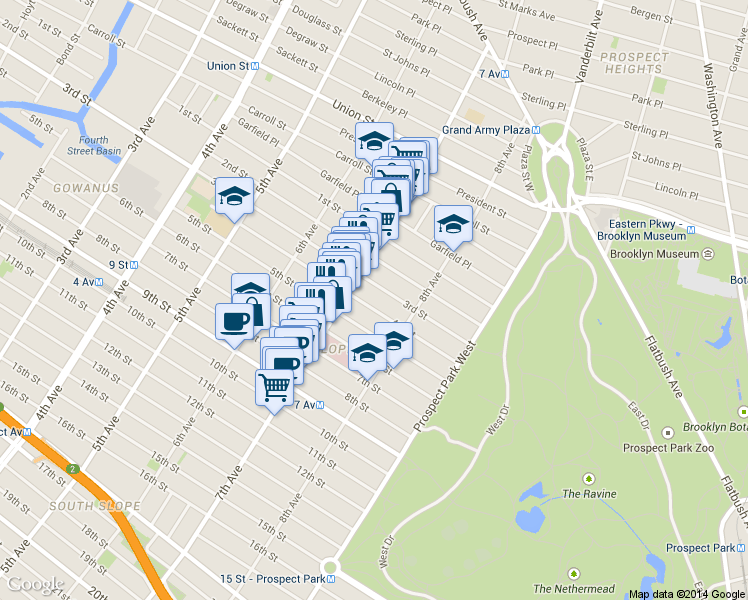 map of restaurants, bars, coffee shops, grocery stores, and more near in Brooklyn