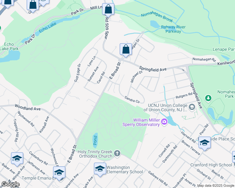 map of restaurants, bars, coffee shops, grocery stores, and more near 37b Sandra Circle in Westfield