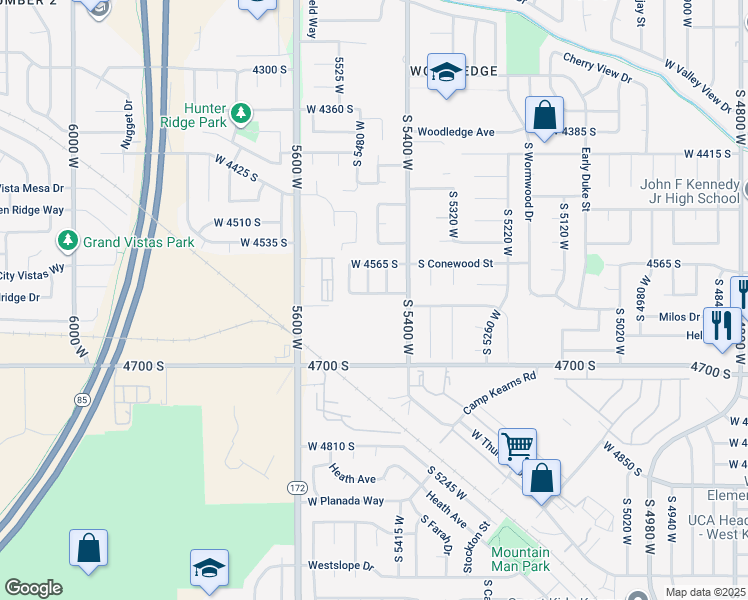 map of restaurants, bars, coffee shops, grocery stores, and more near 5461 West 4605 South in West Valley City